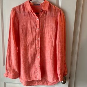 J. McLaughlin Coral Button-Front Linen Shirt. Small